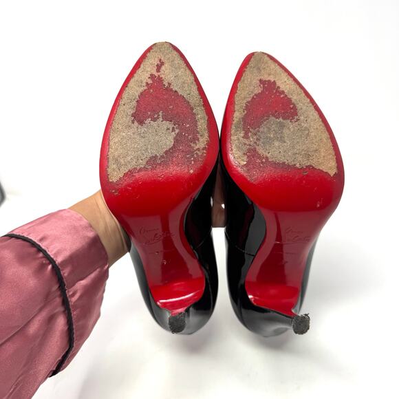 Christian Louboutin New Simple Pump 120 Black Patent Leather Heels Size 37 / 7 - Picture 8 of 14